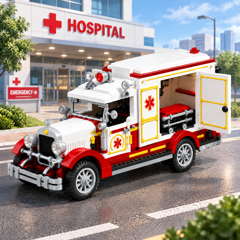 Vintage Emergency Ambulance Display Building Set