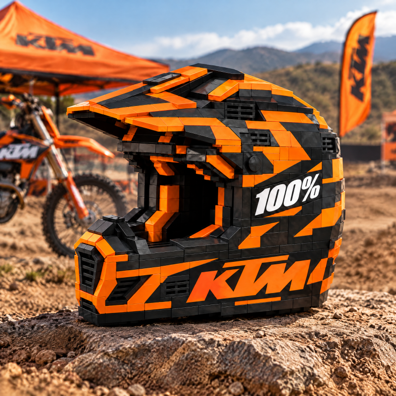 Motocross Helmet Building Set – Orange & Black Edition