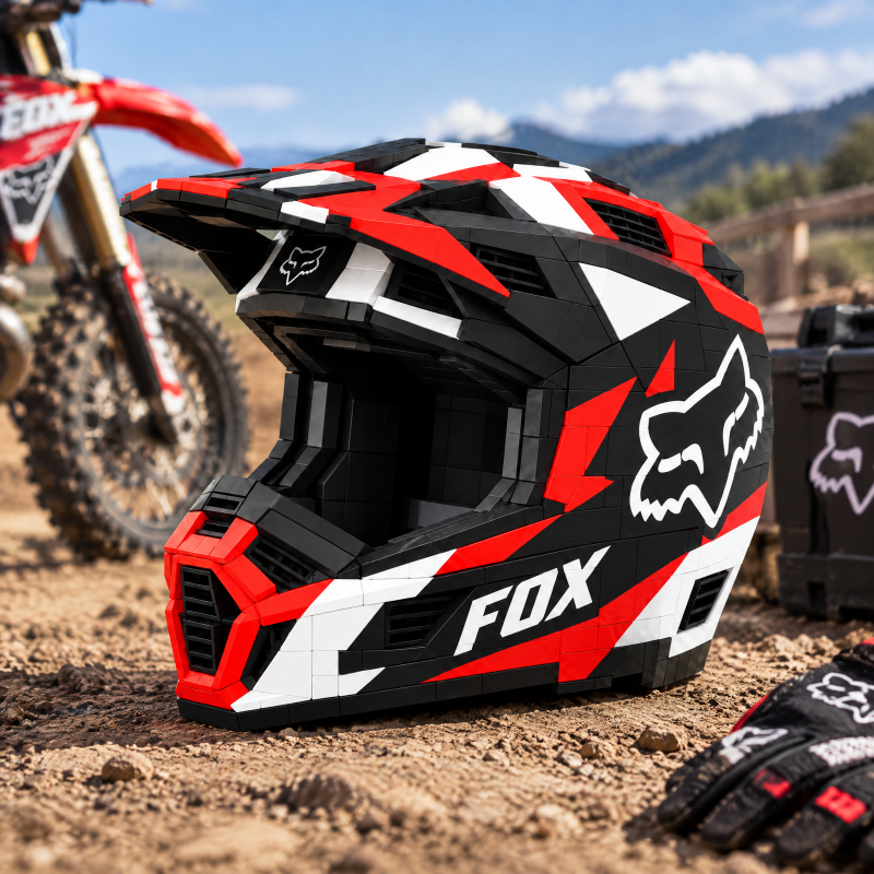 Extreme Ride Motorcycle Helmet Building Set – Red, Black & White Edition