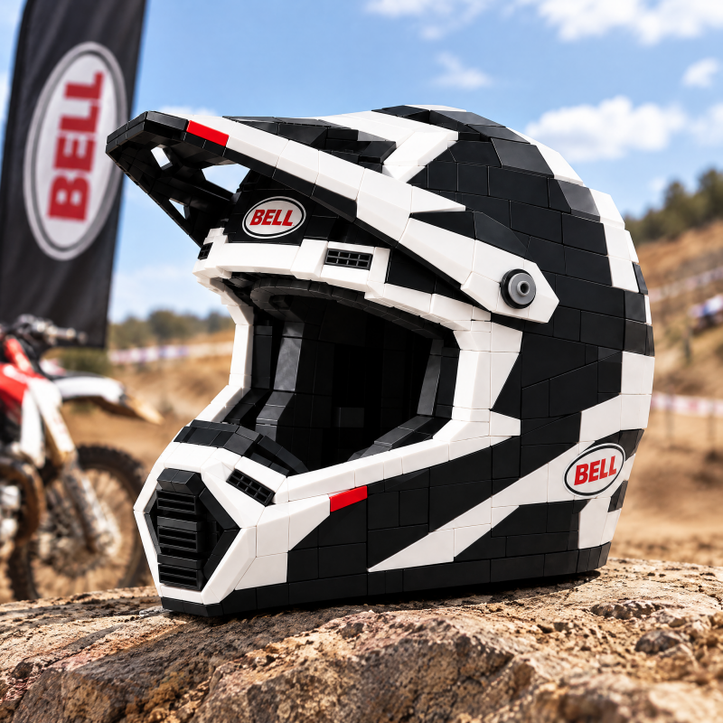 Motocross Helmet Building Set – Black & White Edition