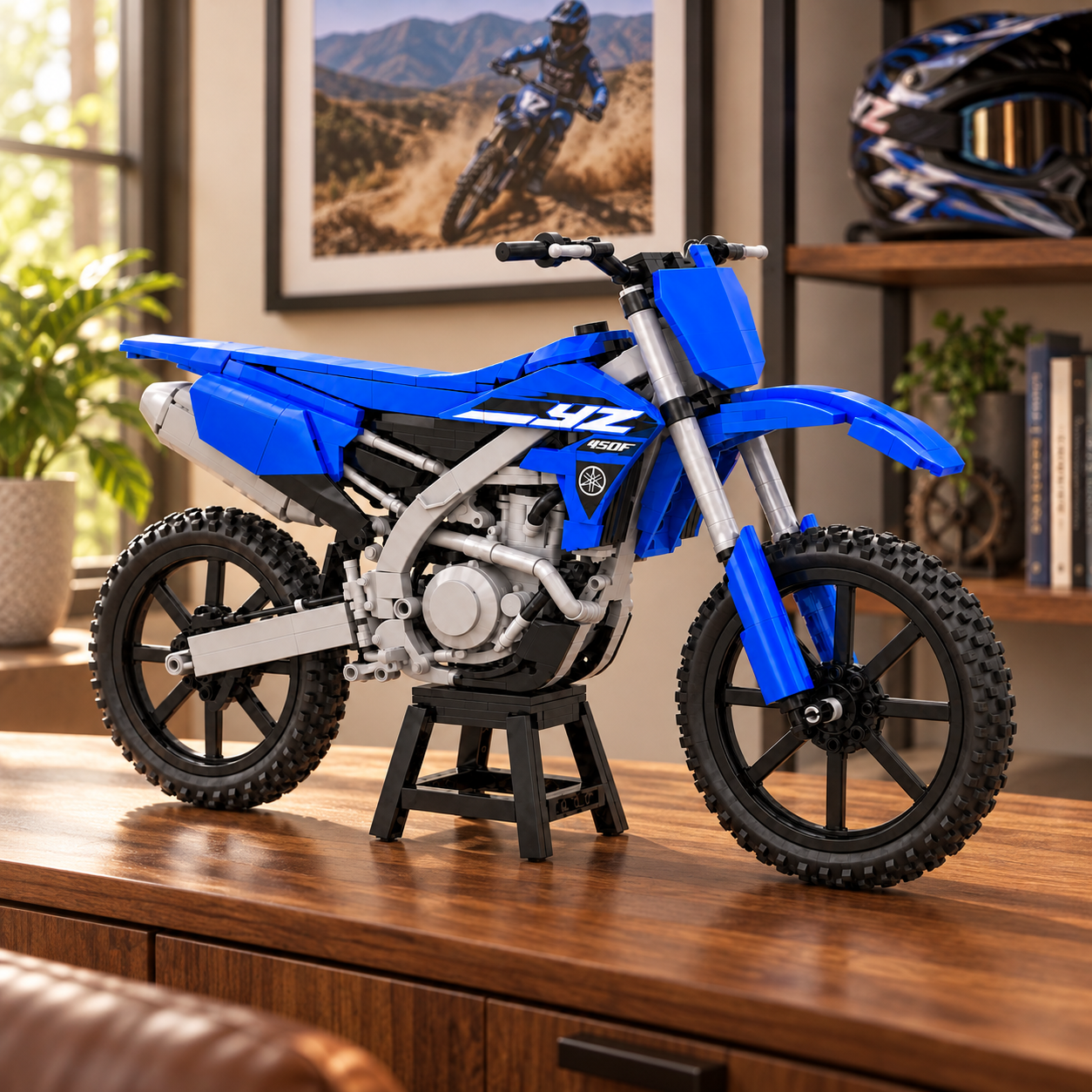 Blue Dirt Bike Building Set – Off-Road Motorcycle Model