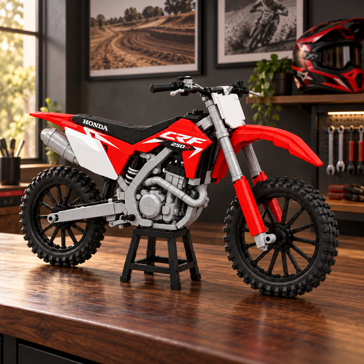 Red Dirt Bike Building Set – Off-Road Motorcycle Model