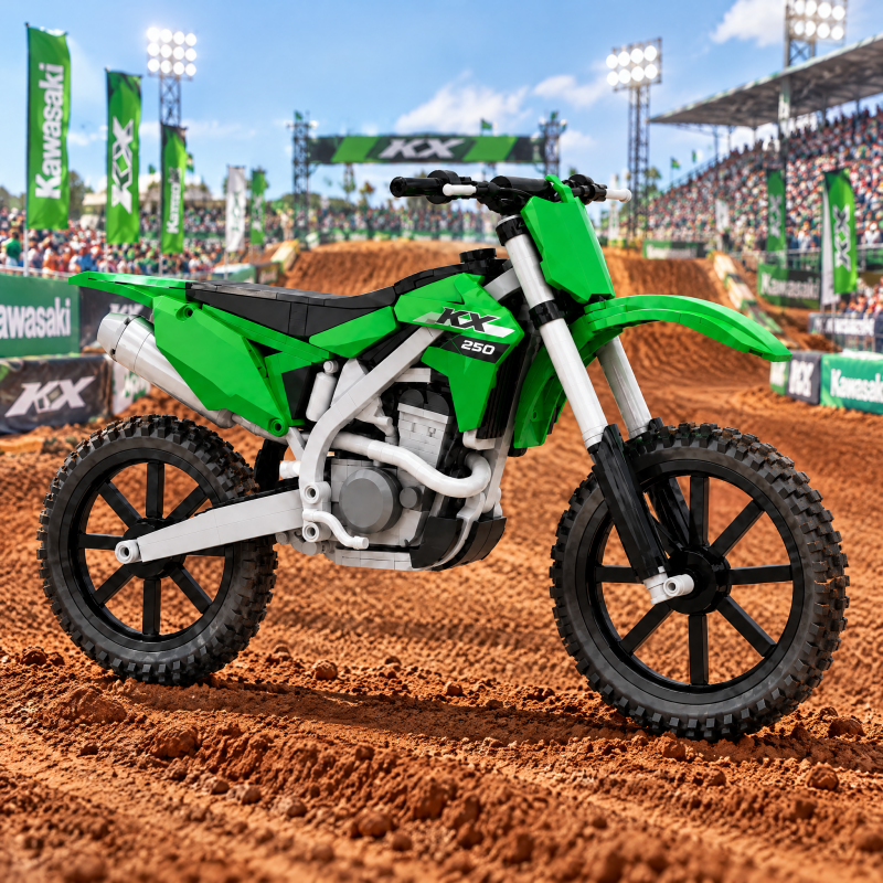 Green Motocross Motorcycle Building Blocks – Racing Edition