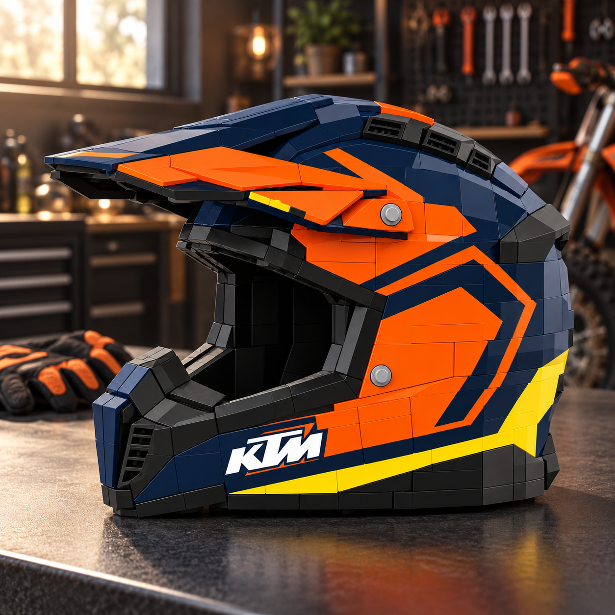 Off-Road Adventure Helmet Brick Model – A Must-Have for Racing Fans