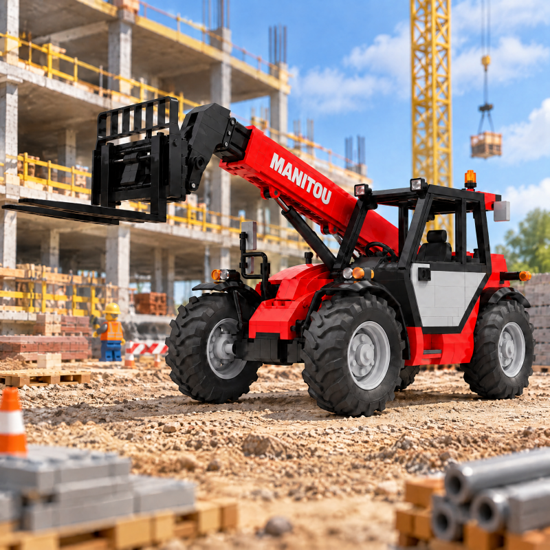 Telehandler Building Blocks Set – Heavy-Duty Construction Vehicle Model