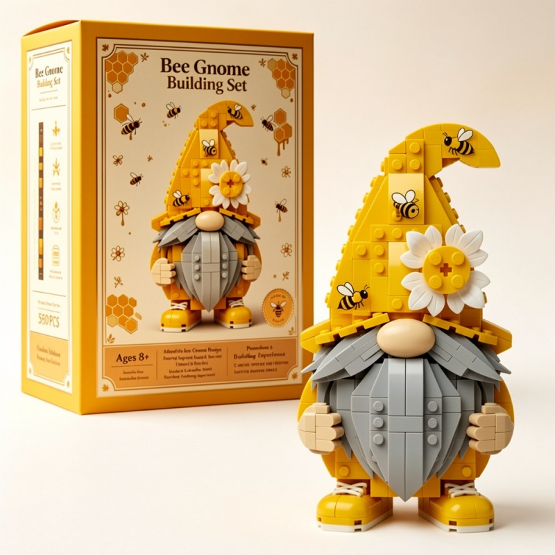 🐝 Bee Garden Gnome Building Block Set