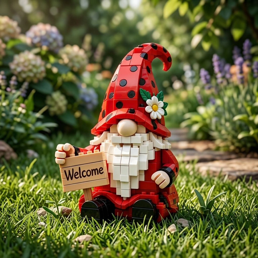 🐞Ladybug Welcome Gnome Building Set – Brixzoom
