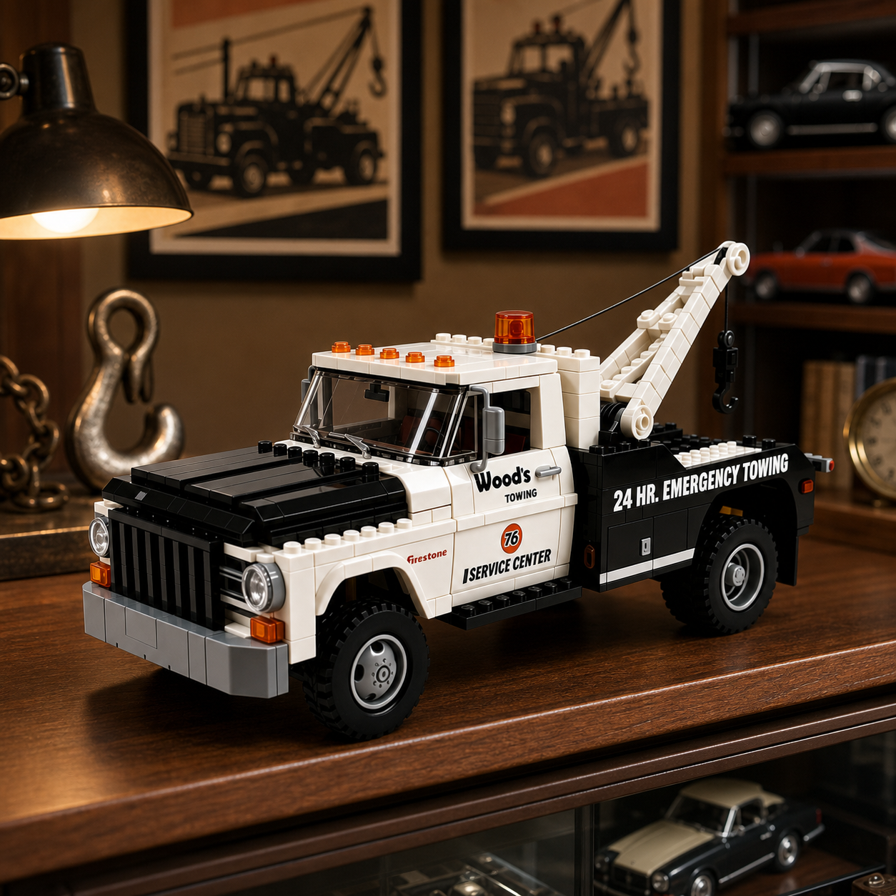 24HR Emergency Tow Truck Building Block Set – Retro American Design