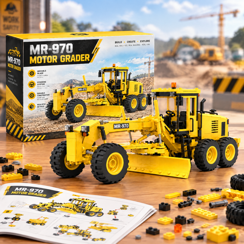 MR-970 Motor Grader Building Block Set – Heavy Construction Machinery Collectible