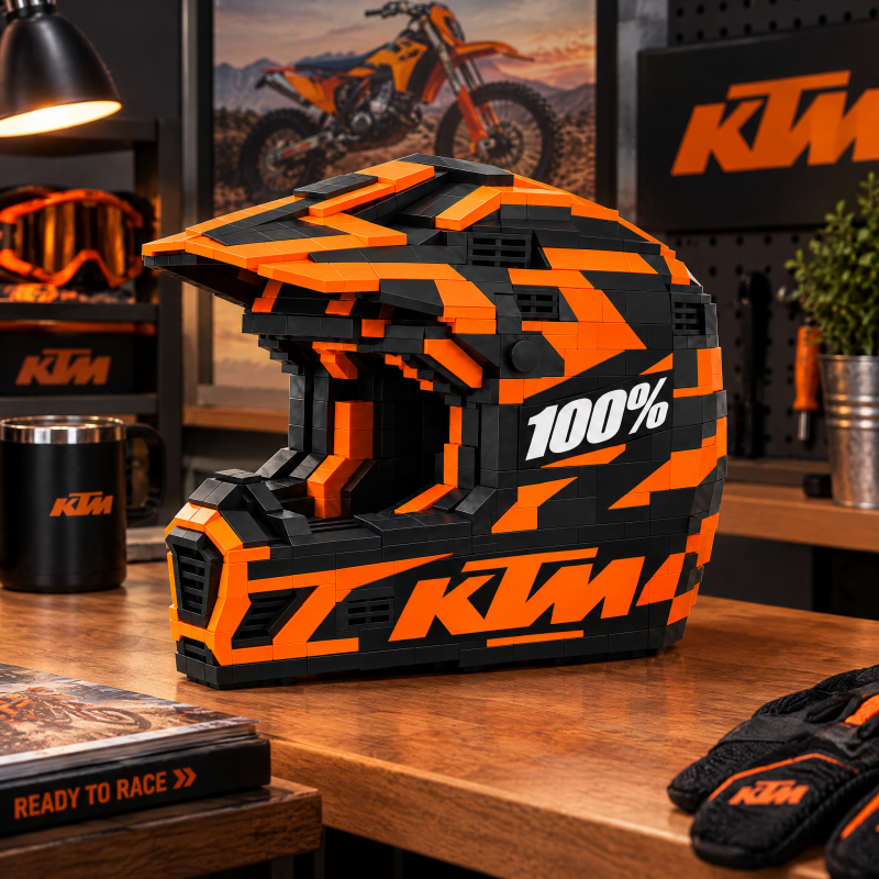 Motocross Helmet Building Set – Orange & Black Edition
