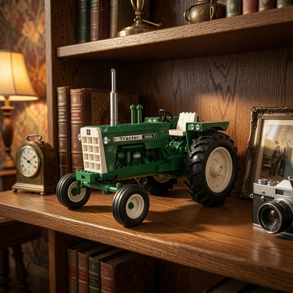 1950 Heritage Series Retro Tractor Building Block Set - Green Field Collector's Edition