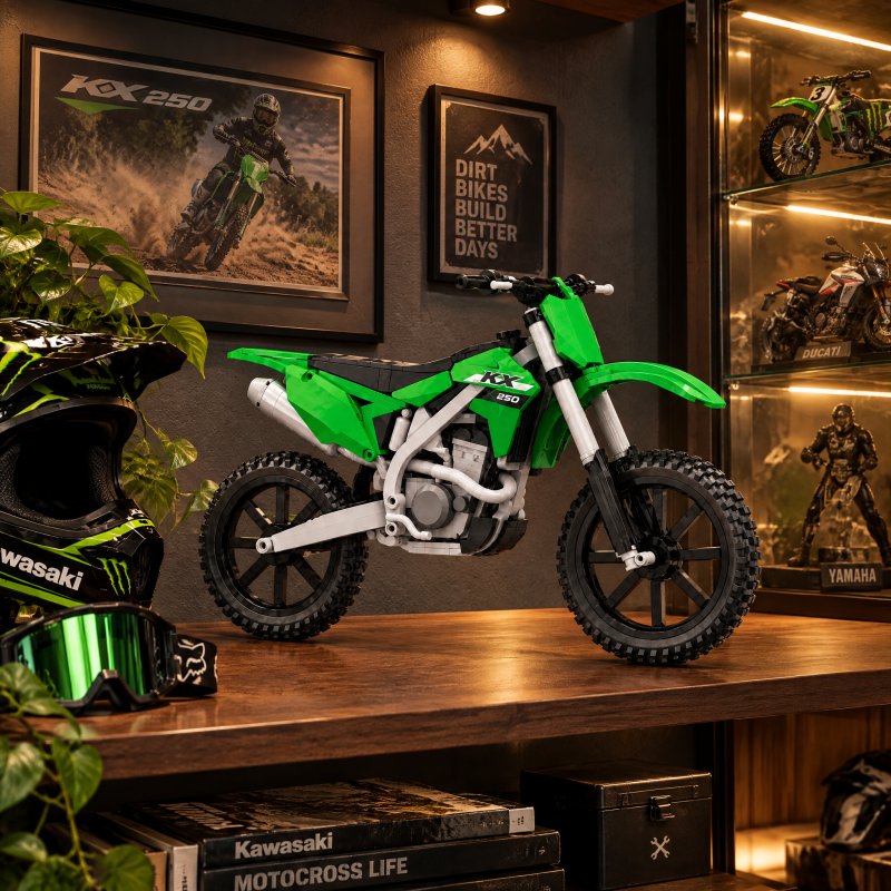 Green Motocross Motorcycle Building Blocks – Racing Edition