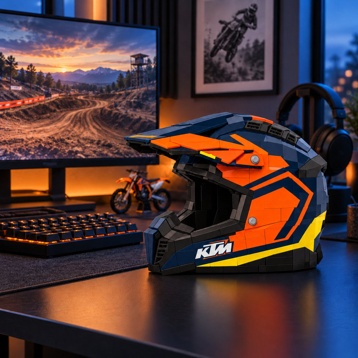 Off-Road Adventure Helmet Brick Model – A Must-Have for Racing Fans