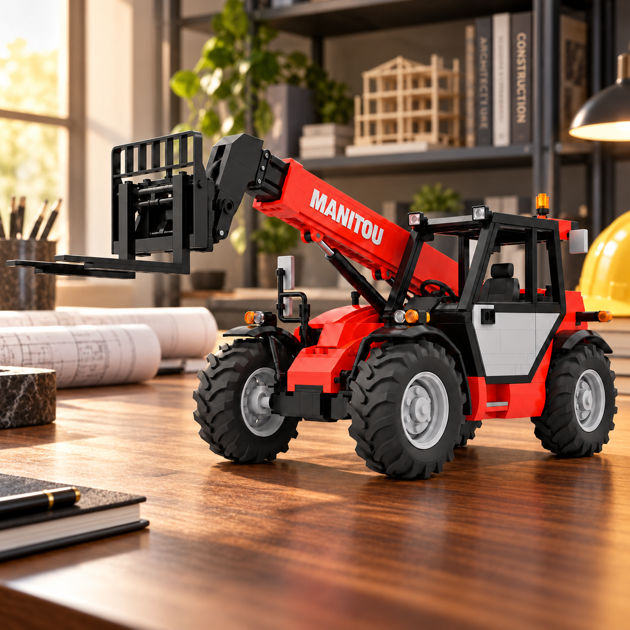 Telehandler Building Blocks Set – Heavy-Duty Construction Vehicle Model