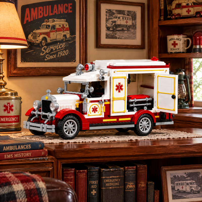 Vintage Emergency Ambulance Display Building Set
