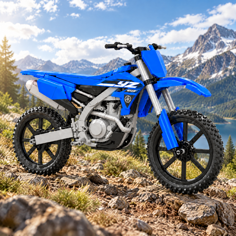 Blue Dirt Bike Building Set – Off-Road Motorcycle Model