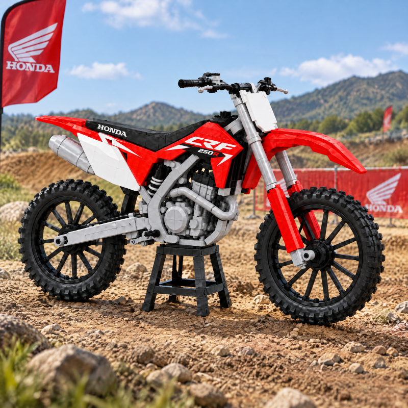 Red Dirt Bike Building Set – Off-Road Motorcycle Model