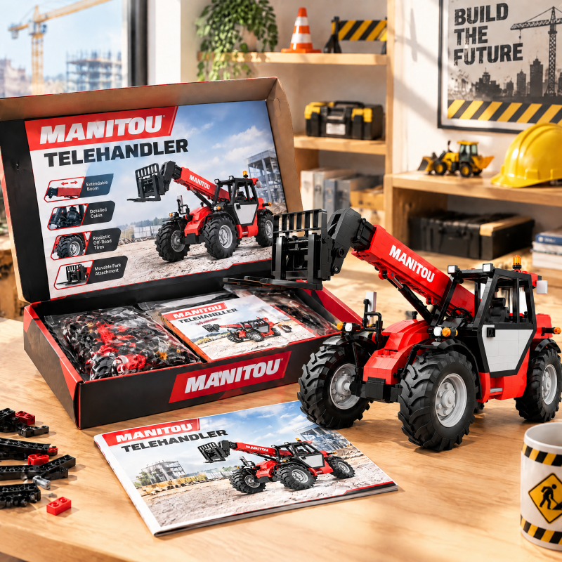 Telehandler Building Blocks Set – Heavy-Duty Construction Vehicle Model