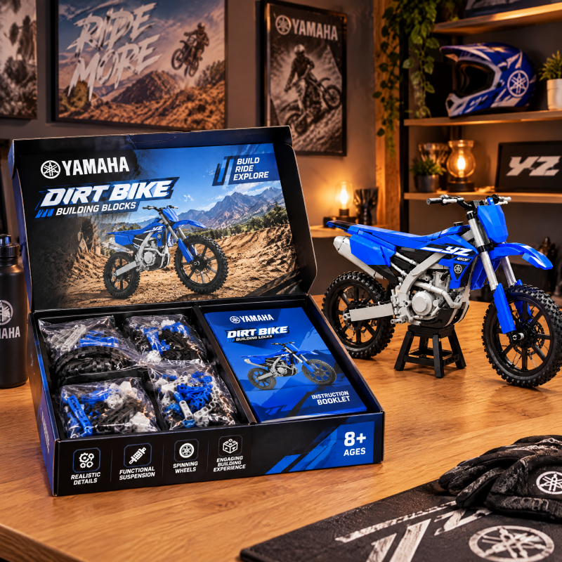 Blue Dirt Bike Building Set – Off-Road Motorcycle Model