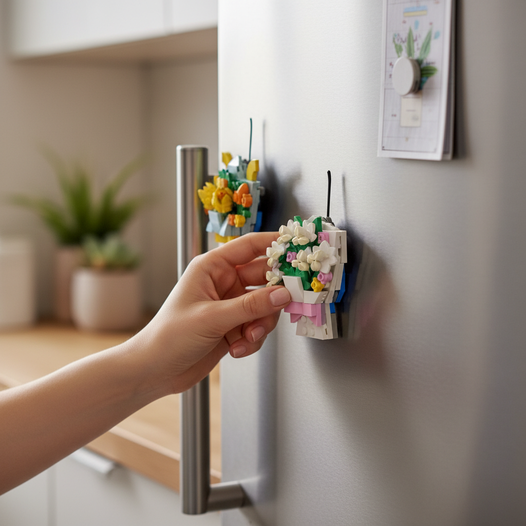 Building block flower bouquet refrigerator magnet set💌