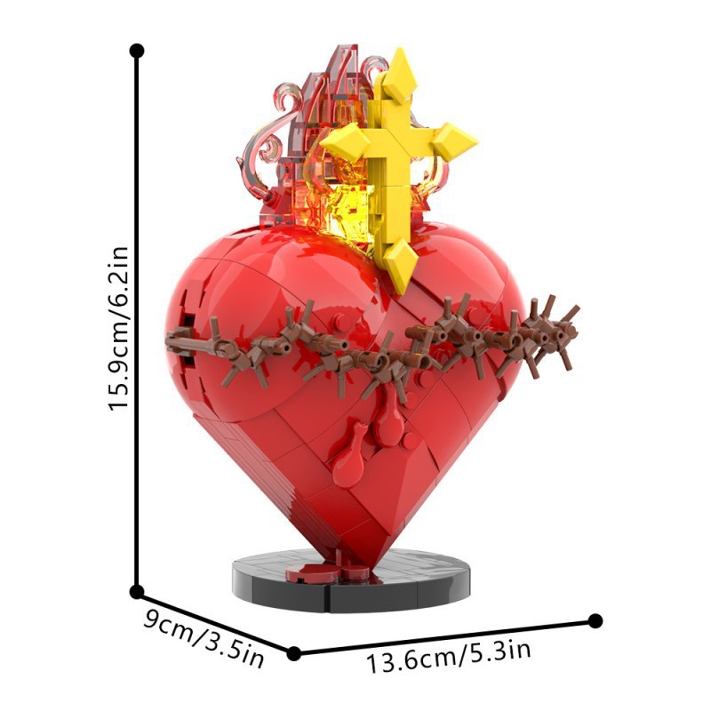 Crowned Sacred Heart❤️ – Illuminated Brick Art Model – Brixzoom