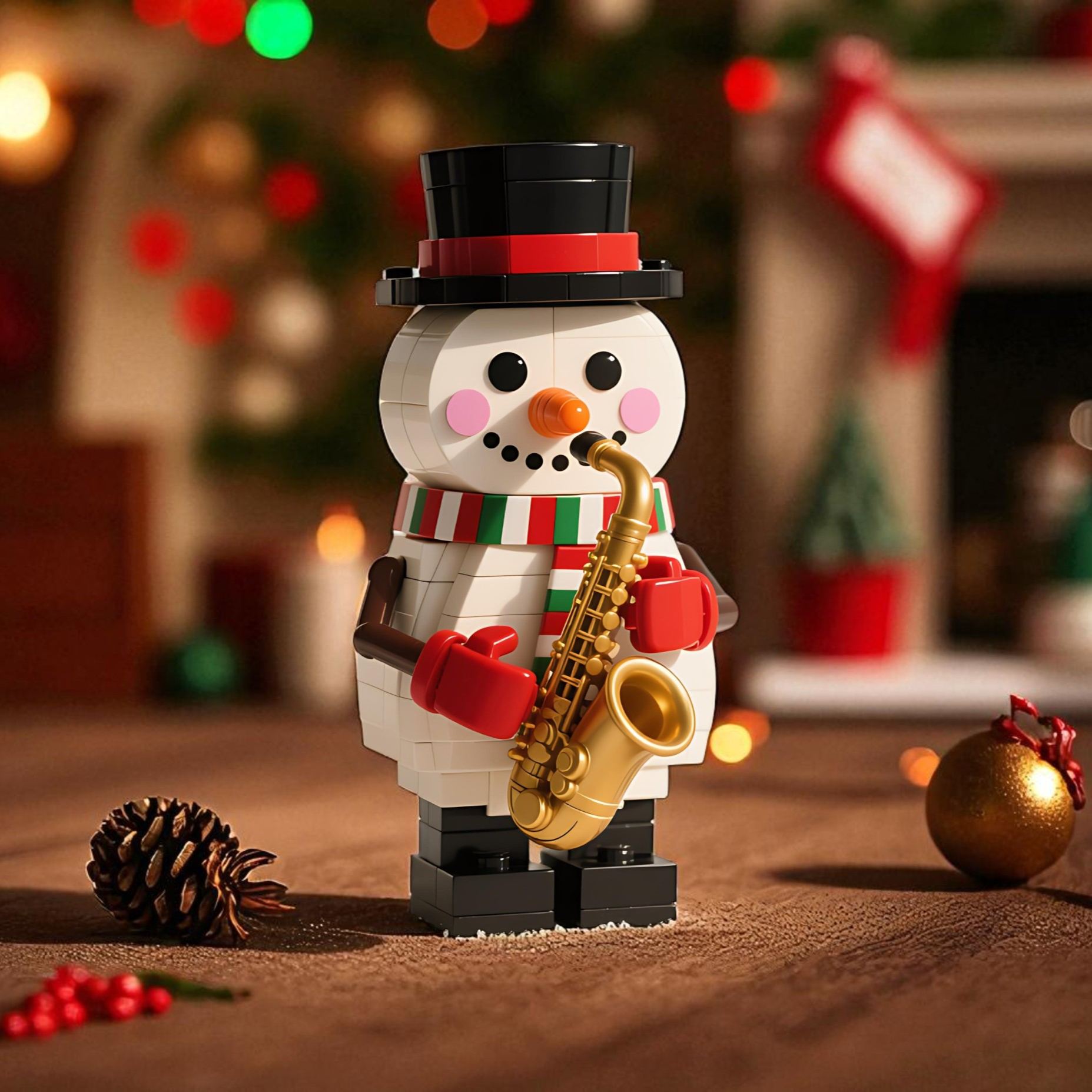 🔥2025 Christmas Presale Snowman Jazz Saxophone Building Blocks⛄