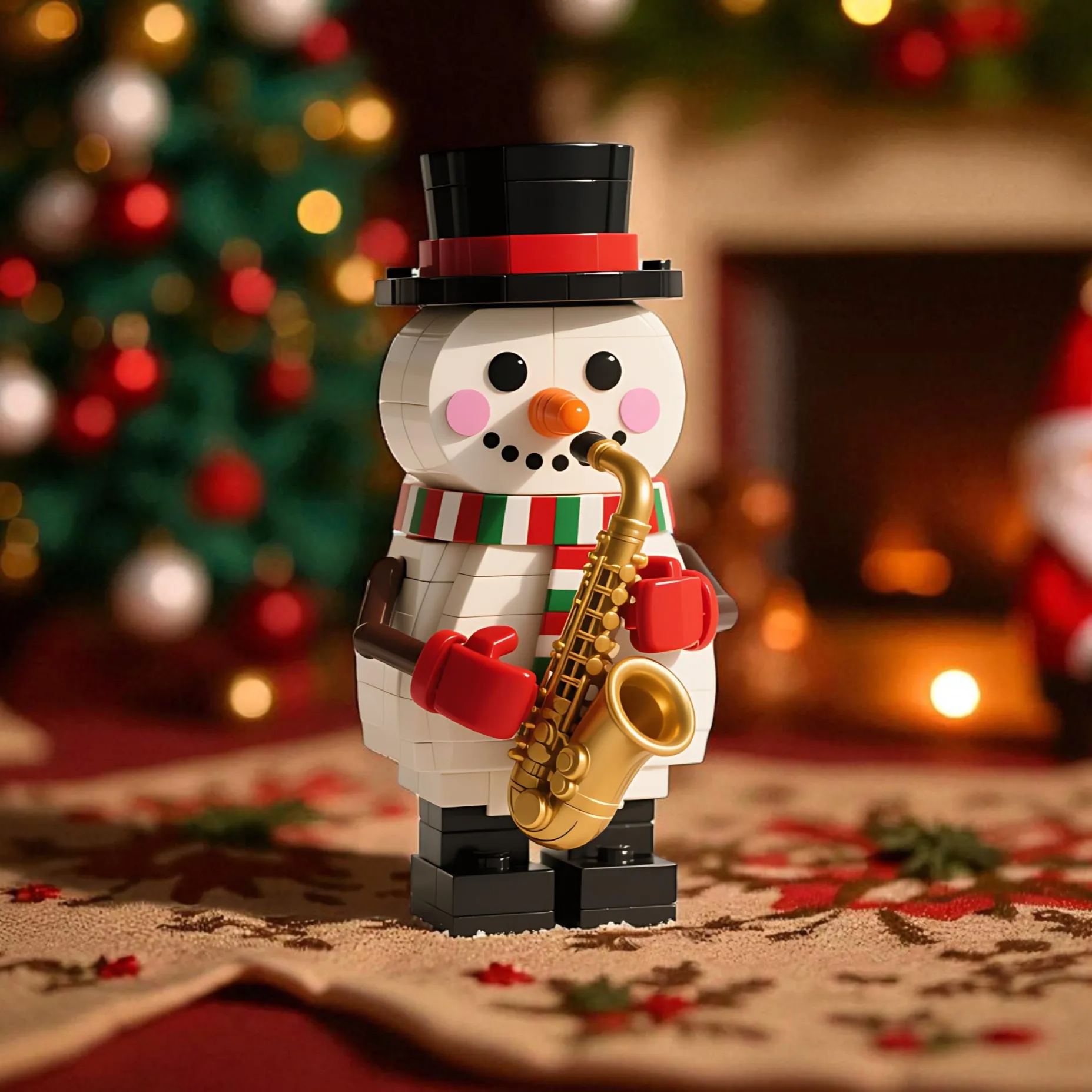🔥2025 Christmas Presale Snowman Jazz Saxophone Building Blocks⛄
