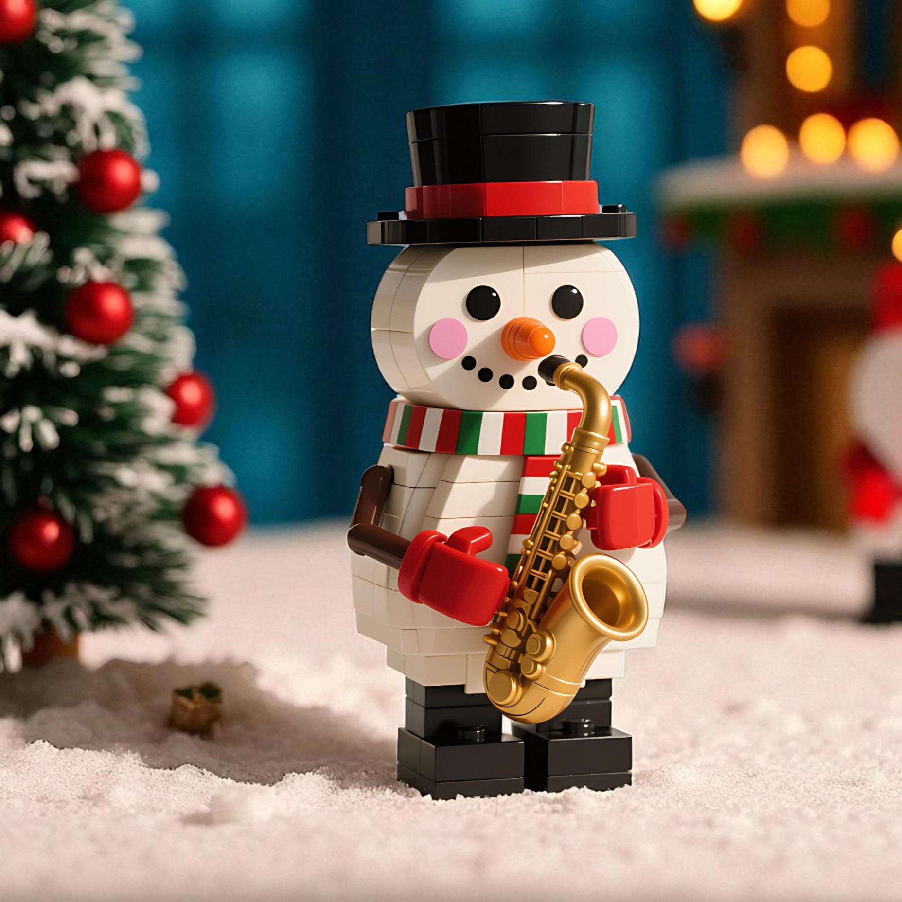 🔥2025 Christmas Presale Snowman Jazz Saxophone Building Blocks⛄