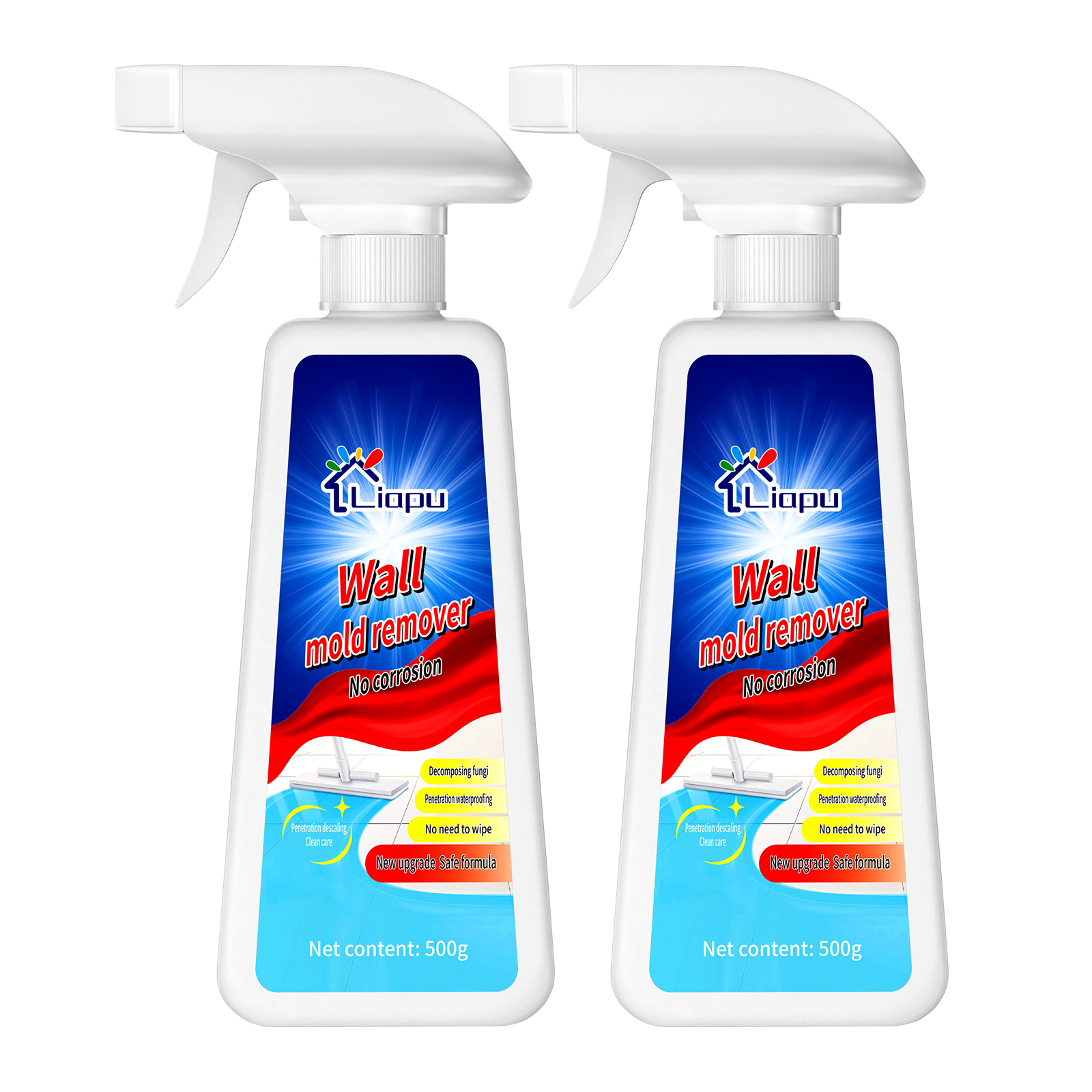 Liapu Wall Mold Remover Liquid - Prevents Mould Regrowth for Rubber Door Gasket Refrigerator Seal Silicone Caulking Toilet Seal Window Tile Grout