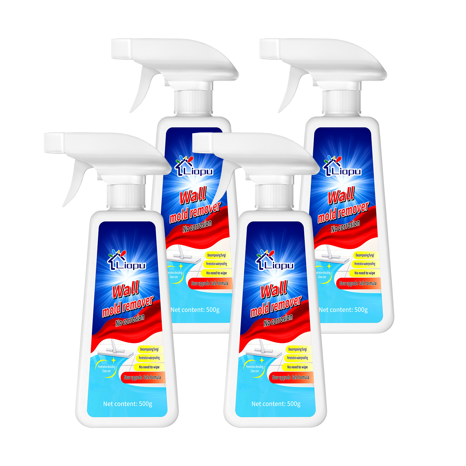 Liapu Wall Mold Remover Liquid - Prevents Mould Regrowth for Rubber Door Gasket Refrigerator Seal Silicone Caulking Toilet Seal Window Tile Grout