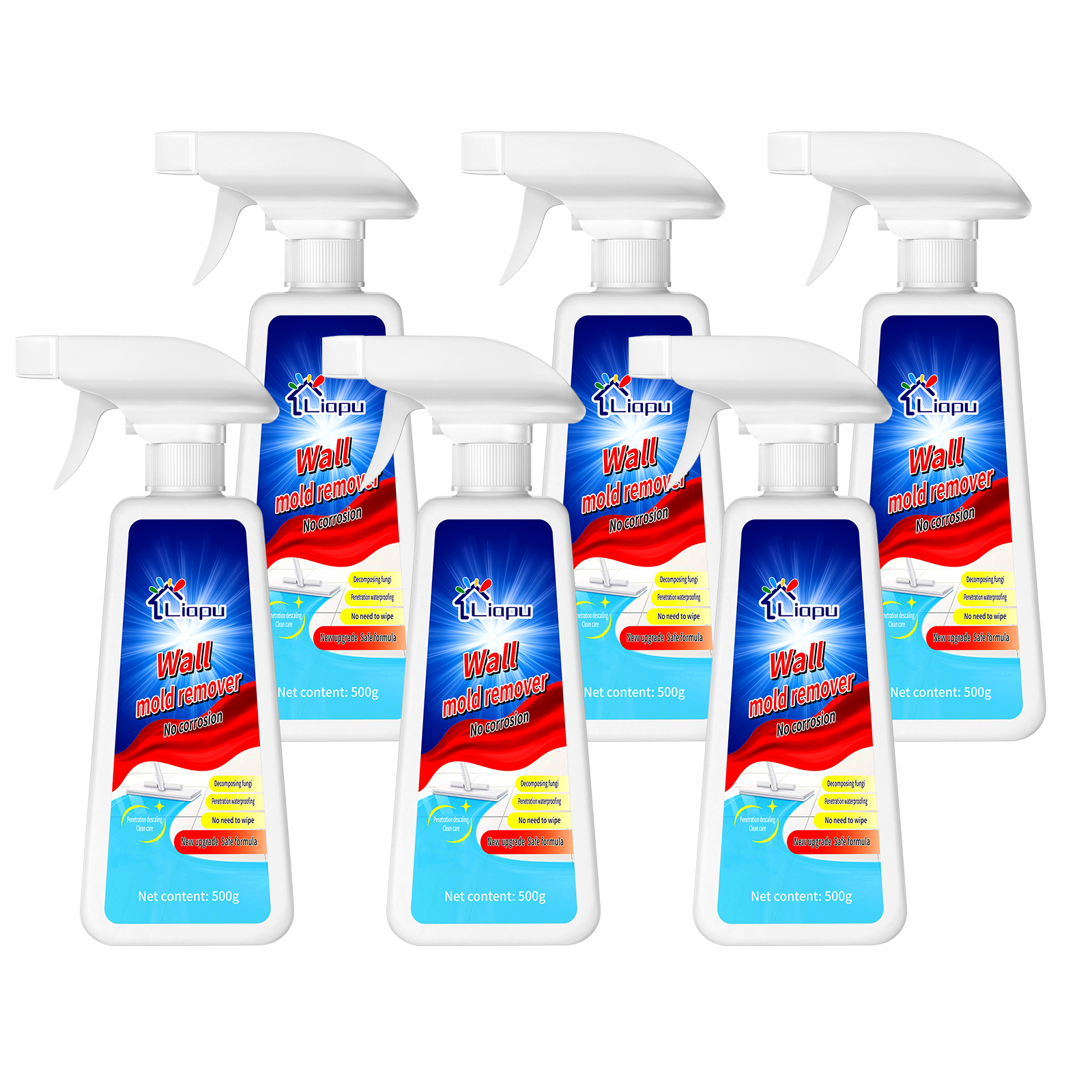 Liapu Wall Mold Remover Liquid - Prevents Mould Regrowth for Rubber Door Gasket Refrigerator Seal Silicone Caulking Toilet Seal Window Tile Grout