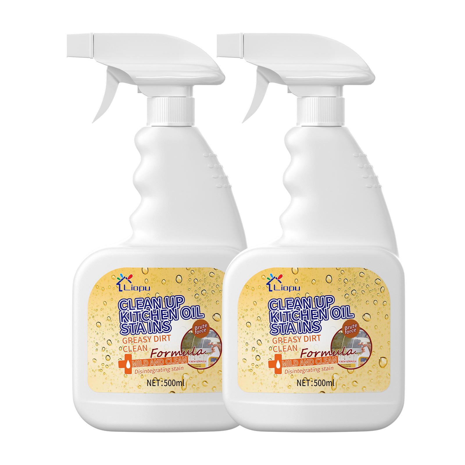 Liapu Multipurpose Grease Remover 500ML Spray for Kitchen Stove Tops Range Hoods Safe Daily Use Liquid Cleaner with Lemon Scent - Household