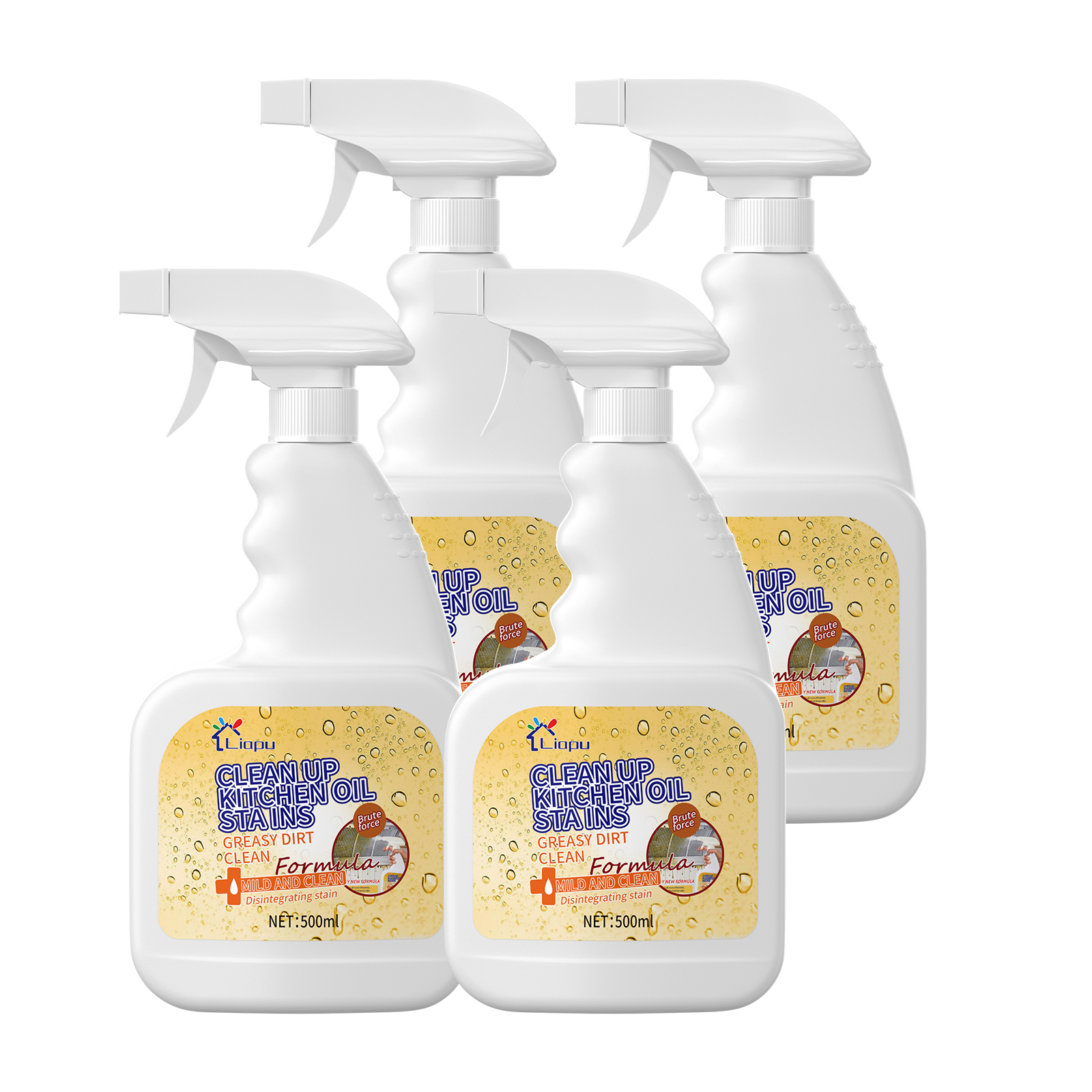 Liapu Multipurpose Grease Remover 500ML Spray for Kitchen Stove Tops Range Hoods Safe Daily Use Liquid Cleaner with Lemon Scent - Household