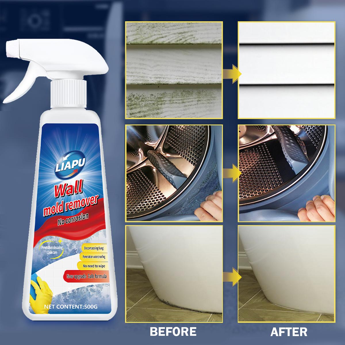 Liapu Wall Mold Remover Liquid - Prevents Mould Regrowth for Rubber Door Gasket Refrigerator Seal Silicone Caulking Toilet Seal Window Tile Grout