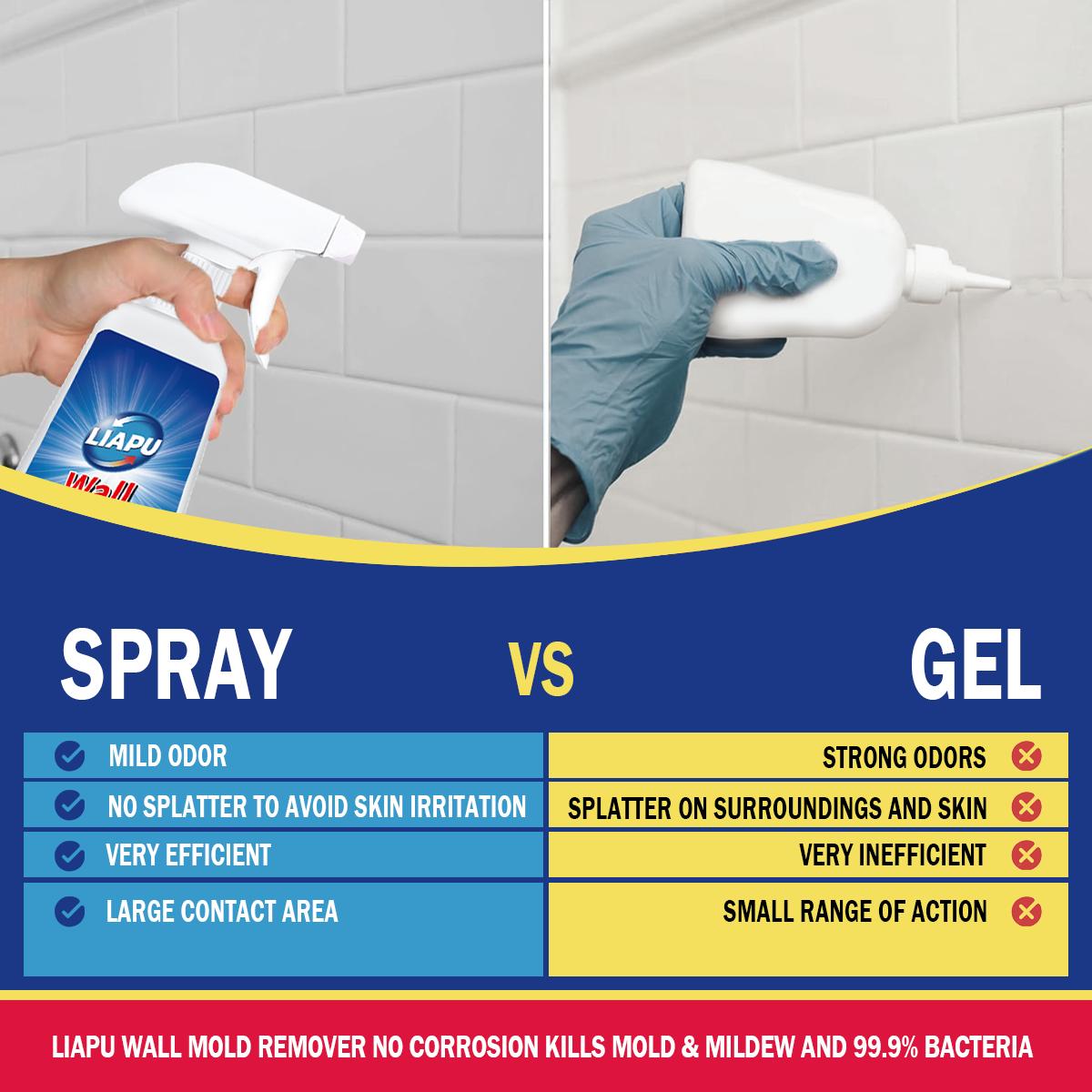 Liapu Wall Mold Remover Liquid - Prevents Mould Regrowth for Rubber Door Gasket Refrigerator Seal Silicone Caulking Toilet Seal Window Tile Grout