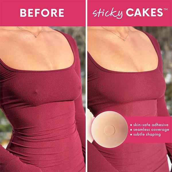 Buy One Get One Free CAKES Body Sticky CAKES Circles Non-Toxic Silicone Medical-Grade Adhesive Adhesive-Free Nip Nook Reusable for 10 Wears Seamless Coverage Womenswear Bra
