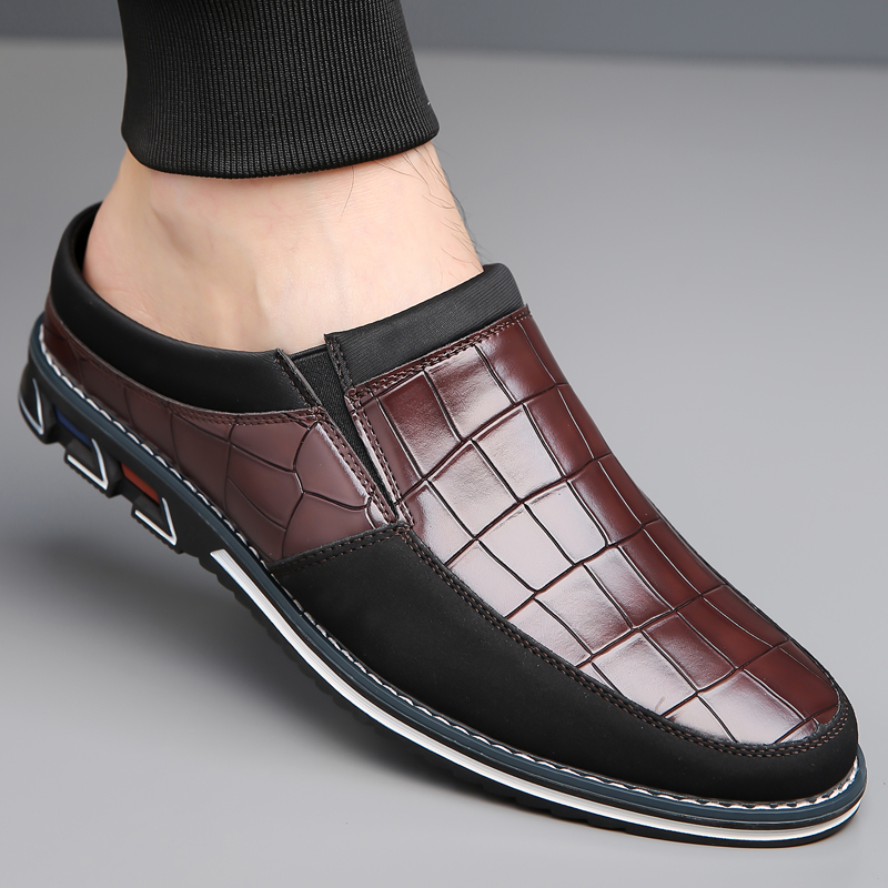 Men's Fashion Calfskin Leather Slippers