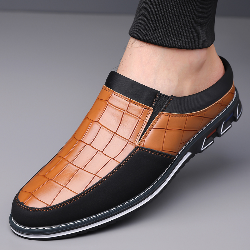 Men's Fashion Calfskin Leather Slippers