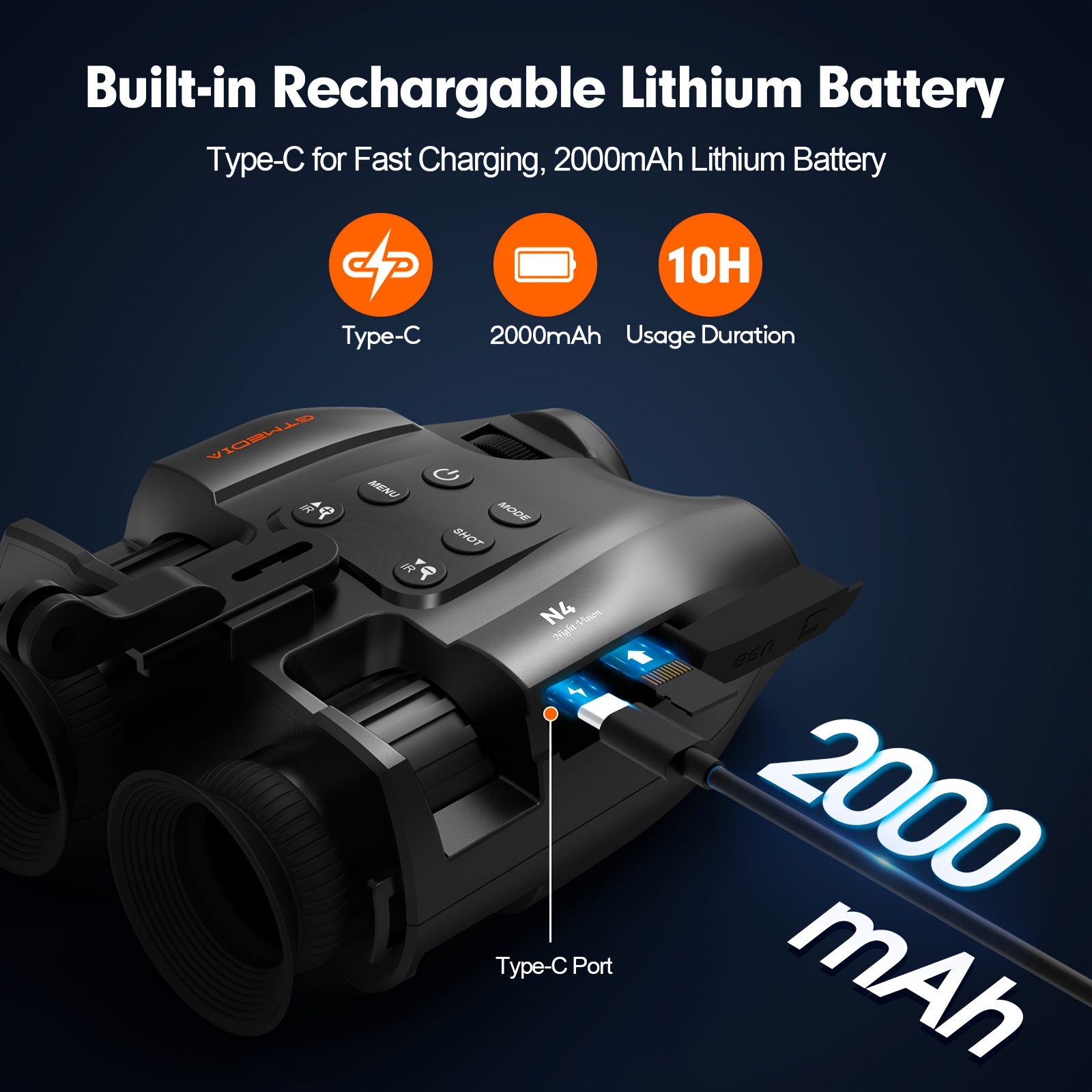 GTMEDIA Night Vision Goggles, Equipped with Infrared Technology, Feature an HD Display And Can Store Photos And Videos on a 32GB TF Card, Making Them Ideal for Outdoor Hunting And Travel