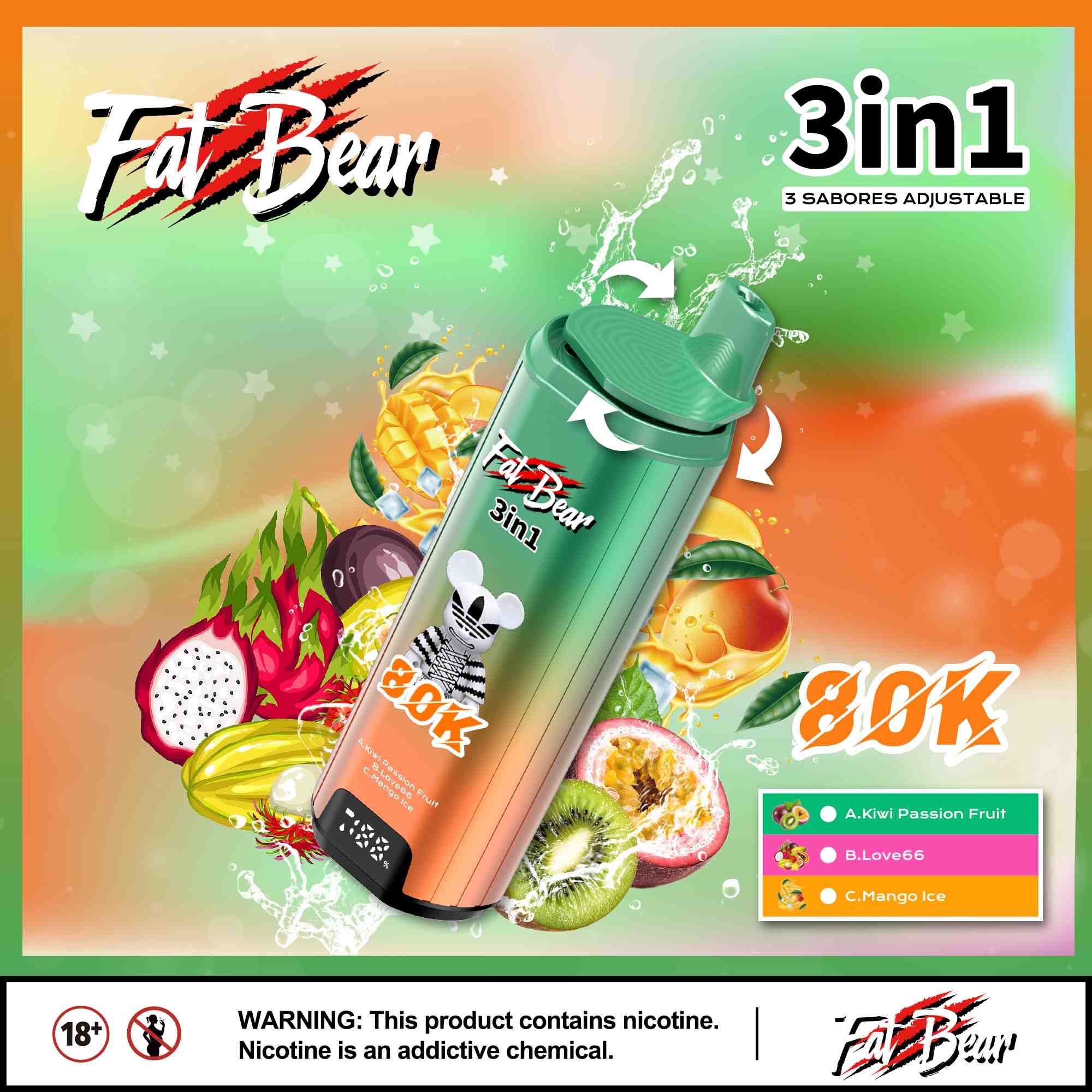 Fat Bear Triple 3 in 1 80000 Puffs Disposable Vape