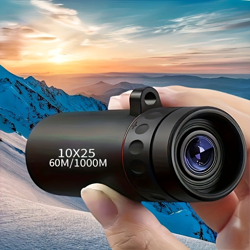 10X25 High-power Monocular Telescope - Durable Rubber Lightweight Design, Fixed Focal Length, Ergonomic Grip - Suitable for Hiking, Camping, Bird Watching, Hunting, Fishing, Camping Essential, Portable Optical Instrument, Easy to Store In A Box