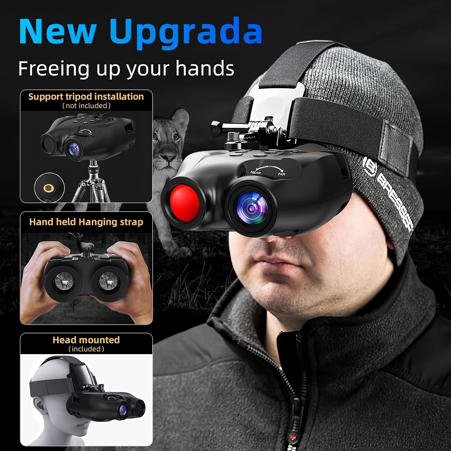 GTMEDIA Night Vision Goggles, Equipped with Infrared Technology, Feature an HD Display And Can Store Photos And Videos on a 32GB TF Card, Making Them Ideal for Outdoor Hunting And Travel
