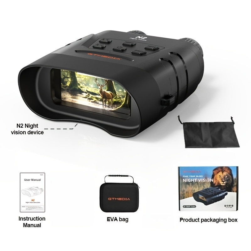 GTMEDIA Night Vision Goggles, Equipped with Infrared Technology, Feature an HD Display And Can Store Photos And Videos on a 32GB TF Card, Making Them Ideal for Outdoor Hunting And Travel