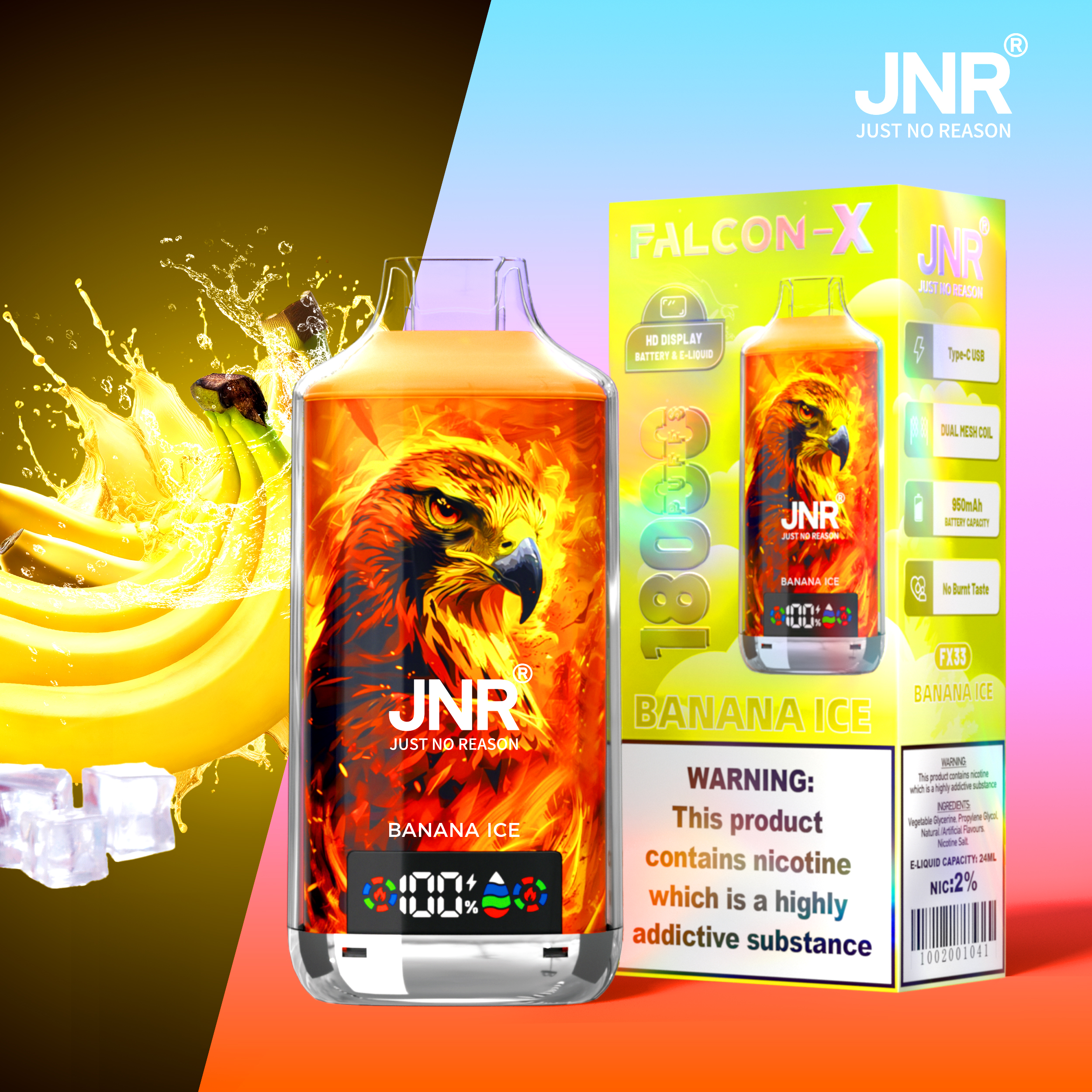 JNR Falcon-X 18000 Puffs Genuine 18K Disposable Vape – Available Individually and Wholesale