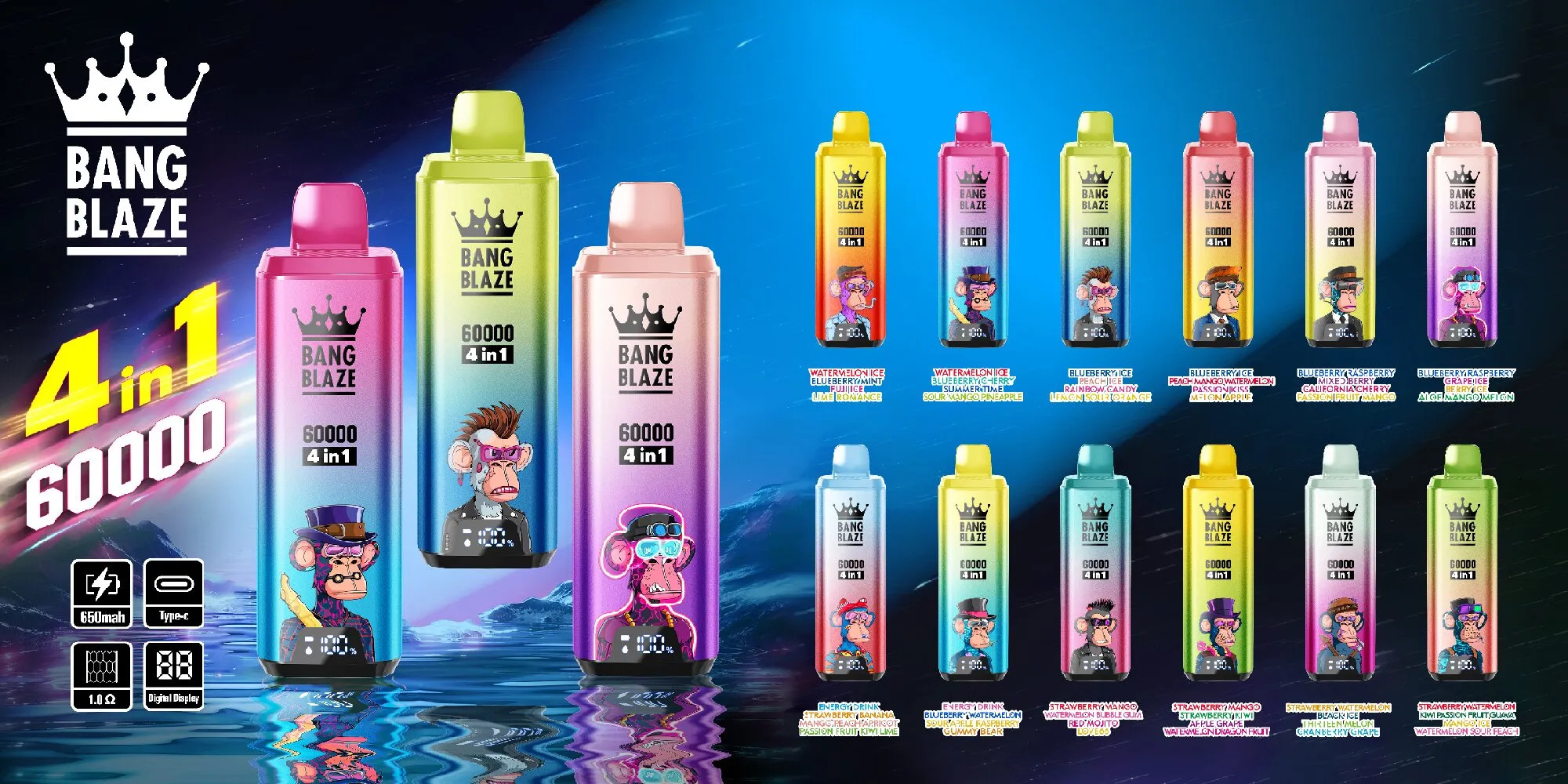 Bang Blaze 60000: Ultimate 4-in-1 Vape with 60,000 Puffs & Fast Charging