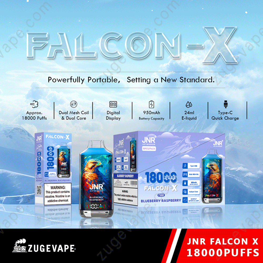 JNR Falcon-X 18000 Puffs Genuine 18K Disposable Vape – Available Individually and Wholesale-Kamrytech