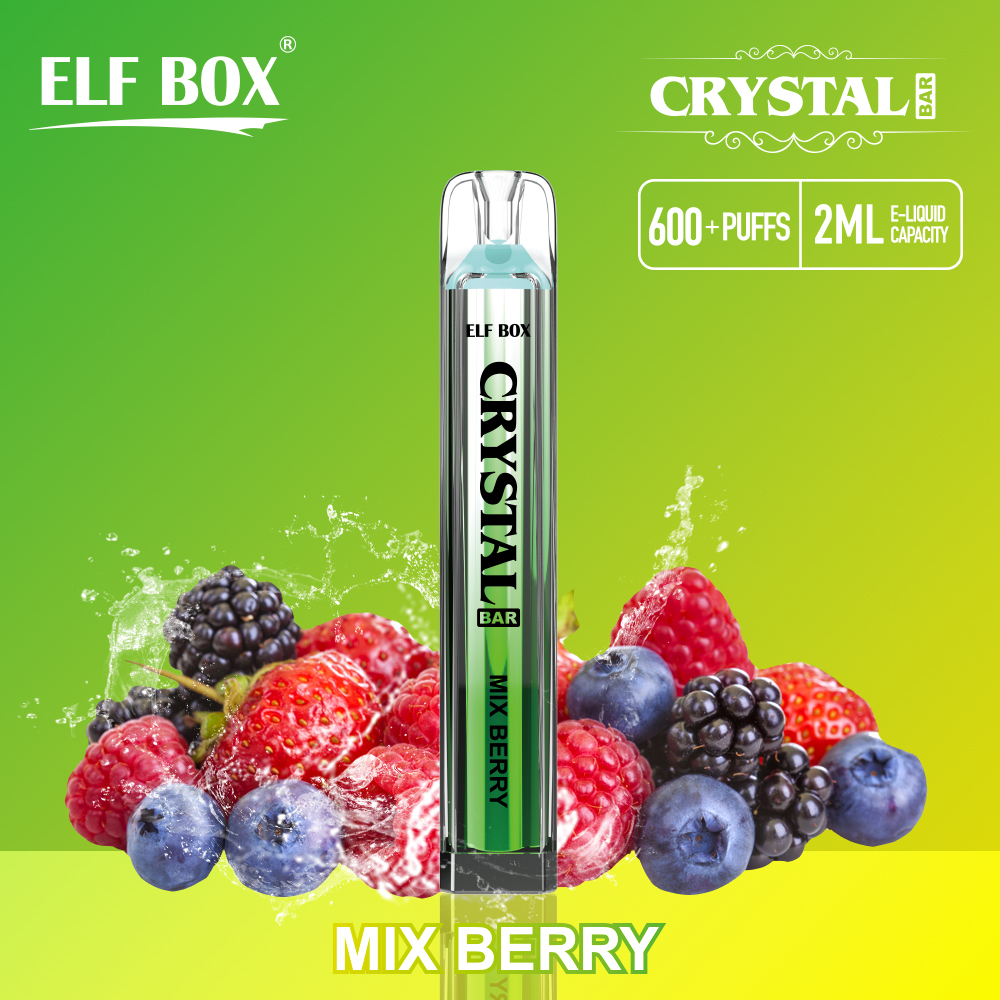 ELF BOX 600 Puffs CRYSTAL BAR  0% 2% 5% Nicotine Rechargeable Disposable Vape Pen-kamryvape