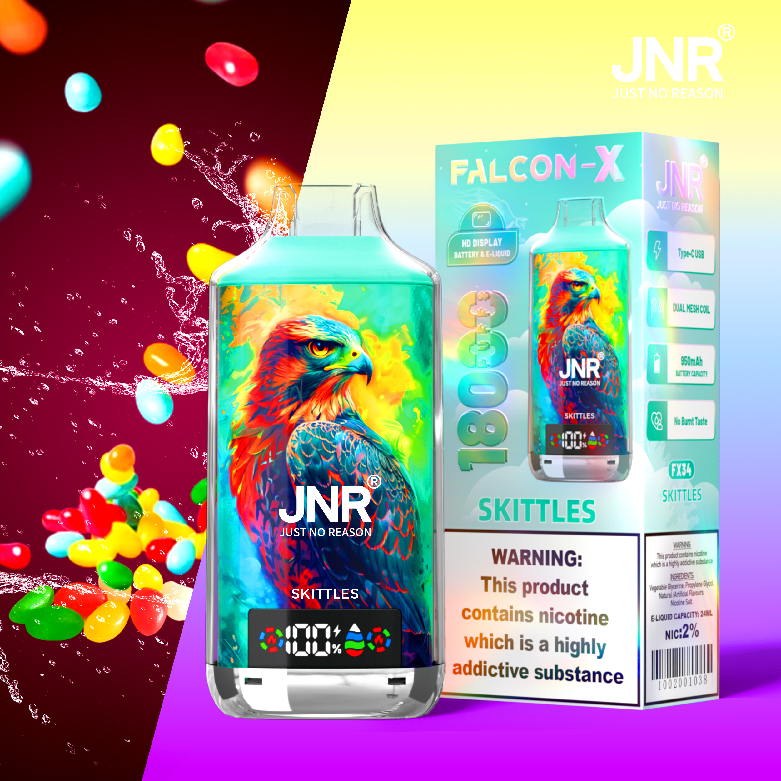 JNR Falcon-X 18000 Puffs Genuine 18K Disposable Vape – Available Individually and Wholesale