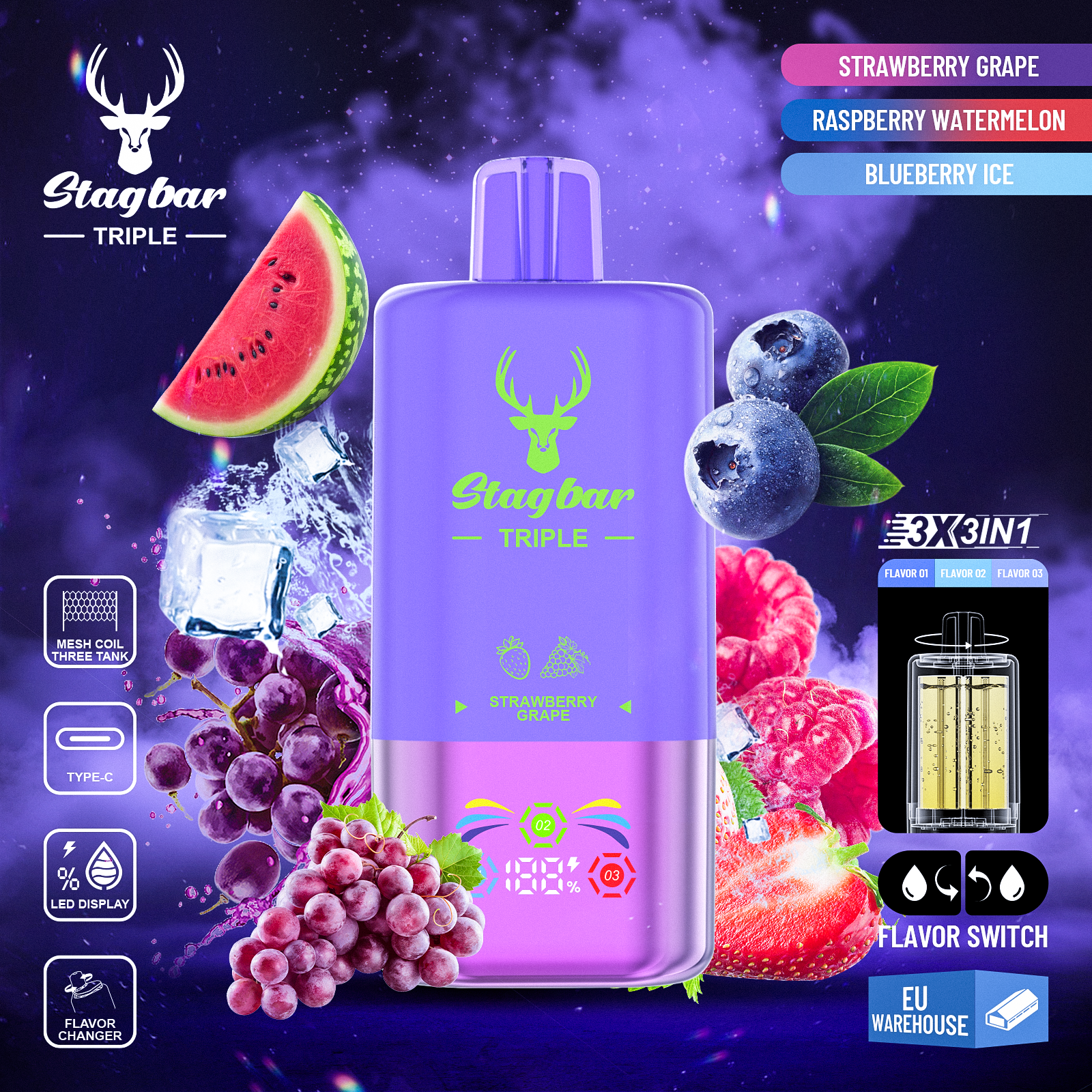 Star Bar Triple 60000 Puffs 3 IN 1 Disposable Vape