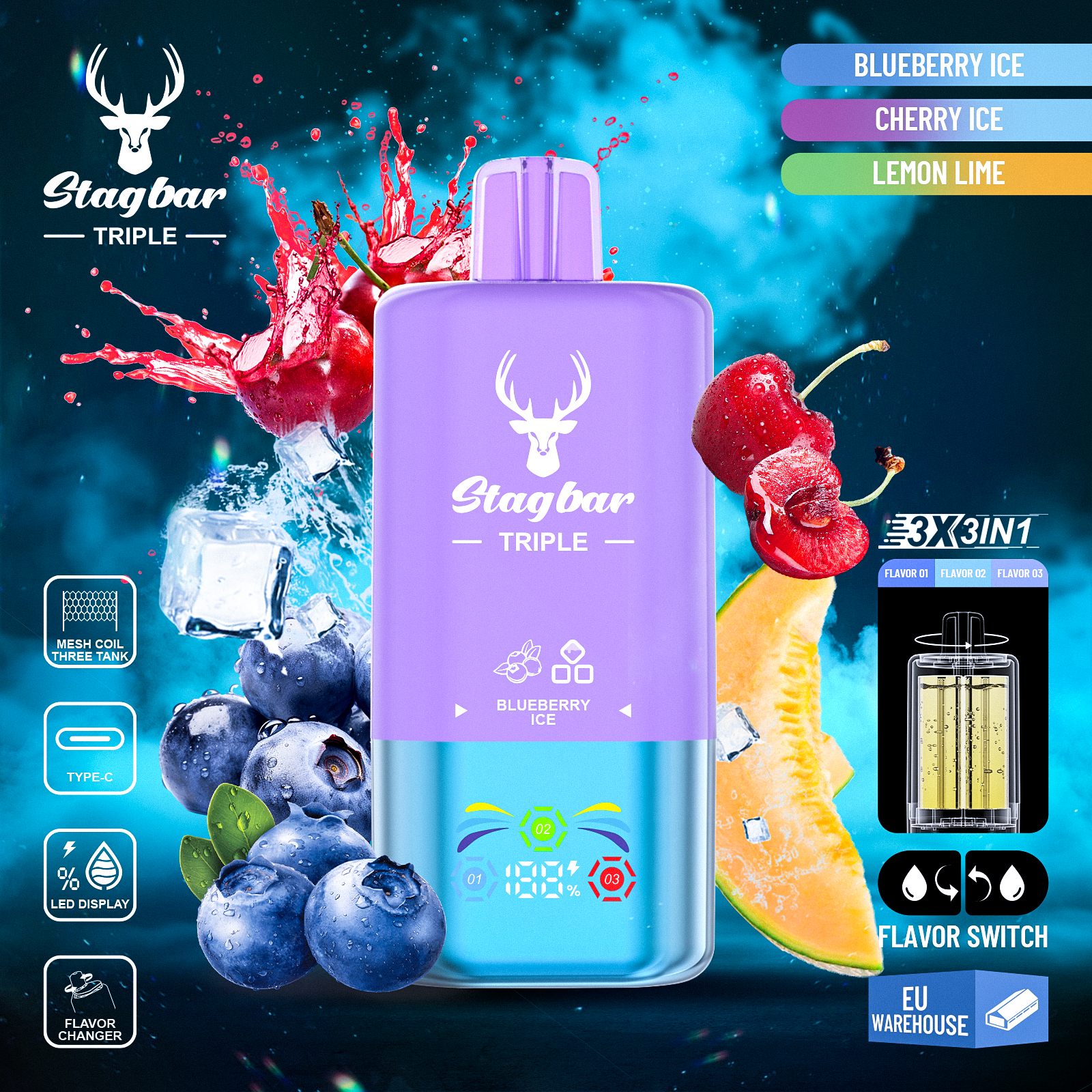 Star Bar Triple 60000 Puffs 3 IN 1 Disposable Vape